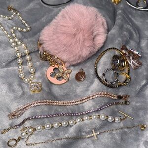 Pink Fluffy Keychain with Gold Accents for Ahava❤️